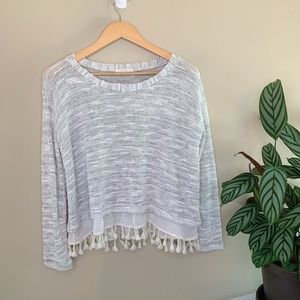 Lush Gray & White Sweater